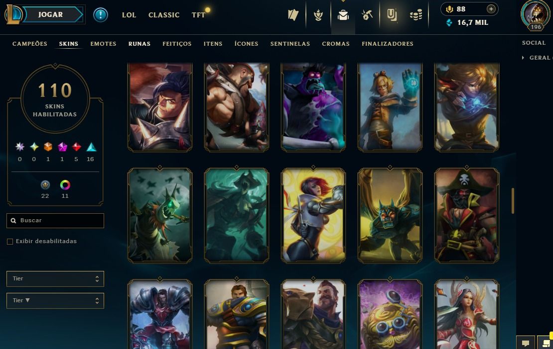 Full Acesso - 110 Skins - 150 Campeões - Level 196 - Promoção Só Hoje!!!
