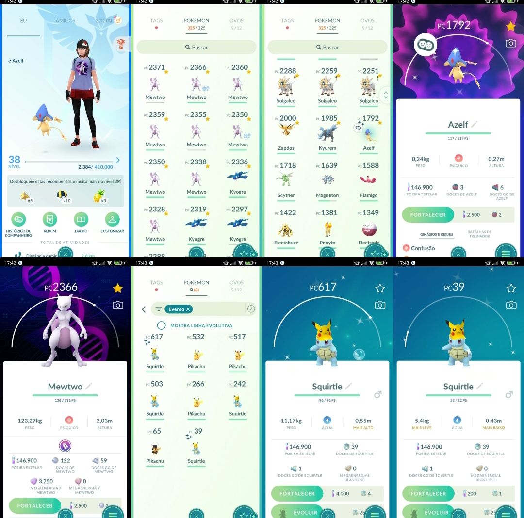 Lv.38 | 9 Mewtwo | Azelf Shiny | 2 Shiny de Evento Q309
