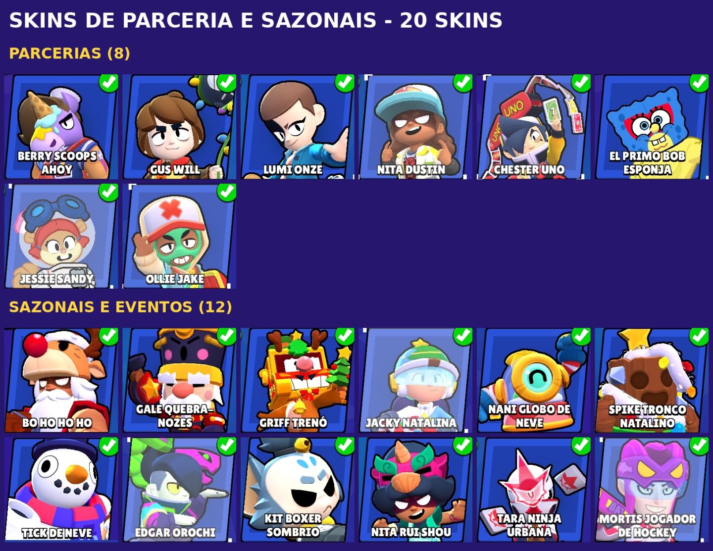 CONTA BRAWL STARS 71K TROFÉUS + 107/107 Brawlers 571 SKINS + ENDGAME