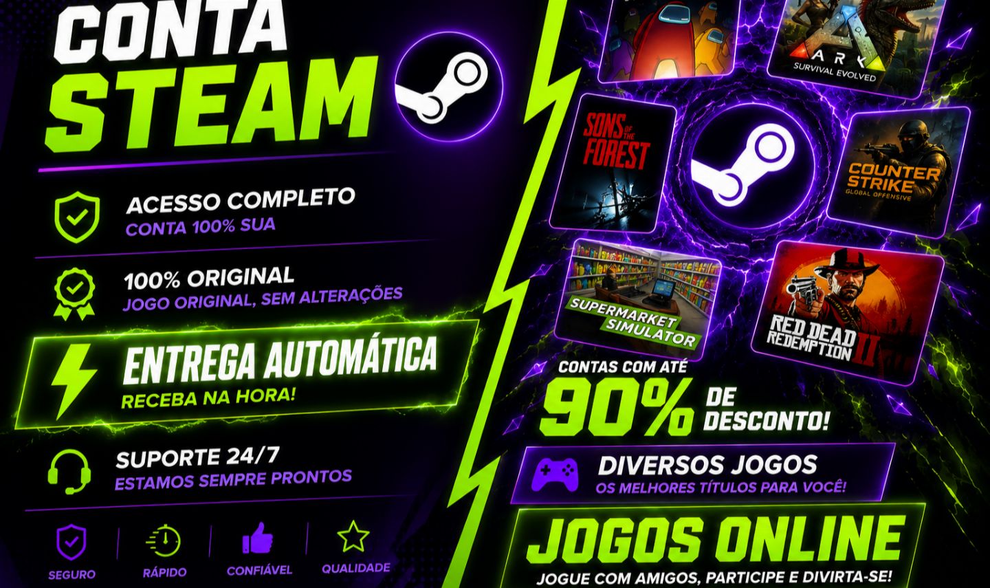 [ONLINE] STEAM CONTAS ONLINE FULL-ACESSO | ATÉ 90% OFF | ENTREGA AUTOMÁTICA