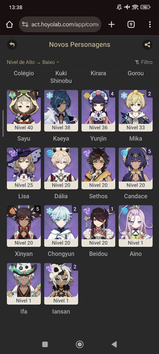 Conta com Furina C2 e Raiden C2
