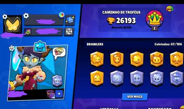 Conta brawl stars 26k de trofeus, 4 skins exclusivas e 67 brawlers