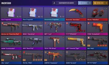 Inventario red com karambit, luva e mais skins