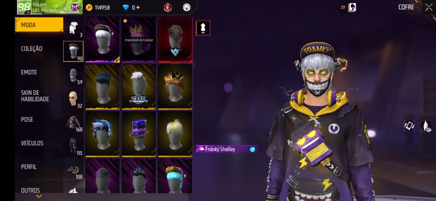 Conta de free fire diamante com várias skins
