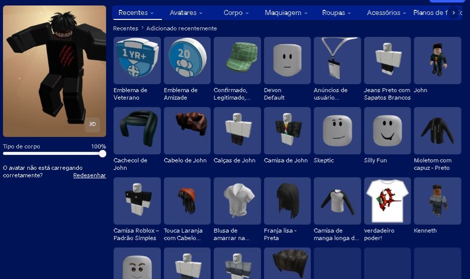 CONTA COM 4.722 ROBUX GASTOS NO INVENTÁRIO, ROUPAS E ETC... 175 ROBUX NA CONTA