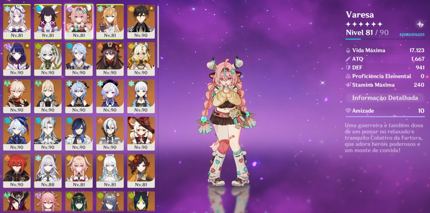 Conta AR60 Late Game mais da metade dos personagens 5 Estrelas