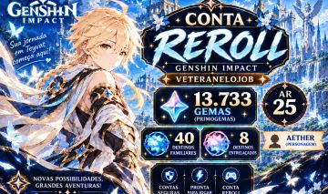 Conta Genshin Impact América Ar25 + 13.733 Primogems + 130 Pulls