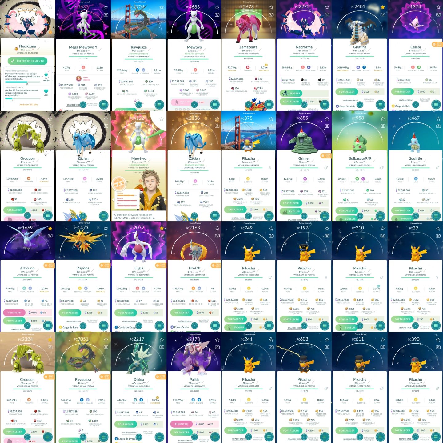 CONTA LV70 DE 2019 32M DE DUST SHUNDOS RAROS LENDARIOS SHINYS FUNDO - POKEMON GO