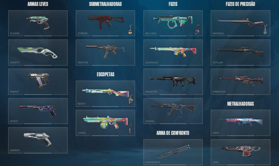 Conta de valorant, 3 skins de vandal, 2 phantom, 1 operator e 1 faca. gold 2