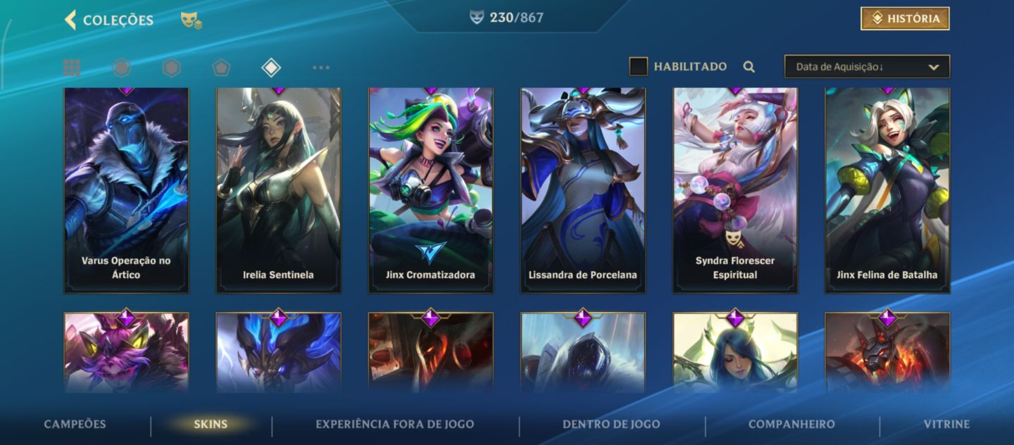 Conta no Wild Rift com 230 skins