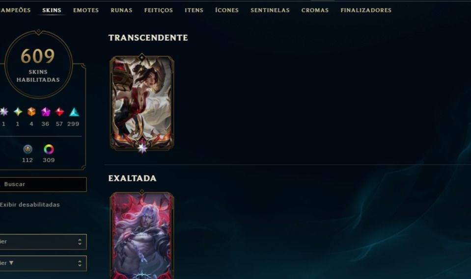 Conta LOL com mais de 600 skins