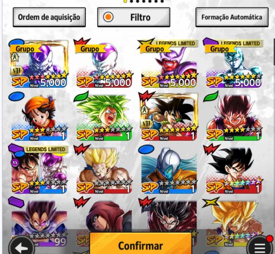 Dragon ball legends, Legend Freeza, Ultra G. Freeza com time formado PvP