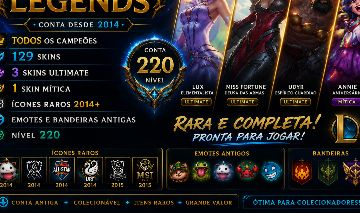 LoL Conta Antiga 2014 | 129 Skins | 3 Ultimate | Todos Campeões | Ícones Raros