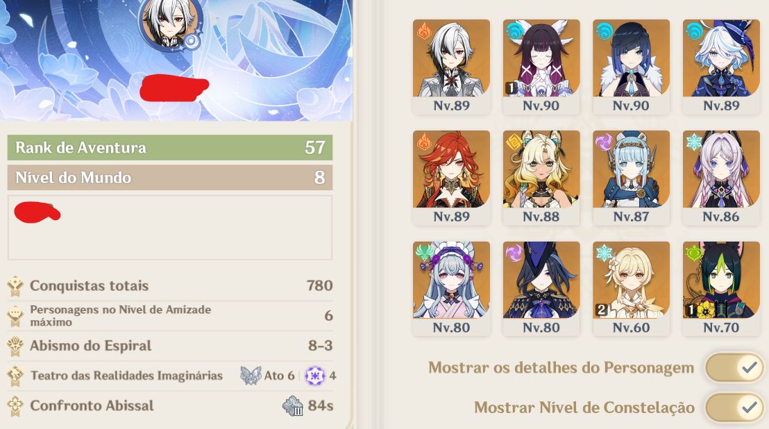 (Preço Negociavel) Conta Genshin Ar56 9 T5 Limitados e Assinatura Columbina