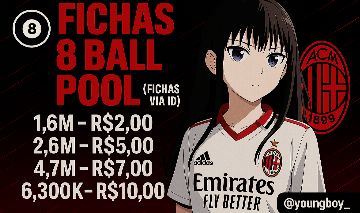 FICHAS 8 BALL POOL (1,6M/2,6M/4,7M/6M DE FICHAS VIA ID)
