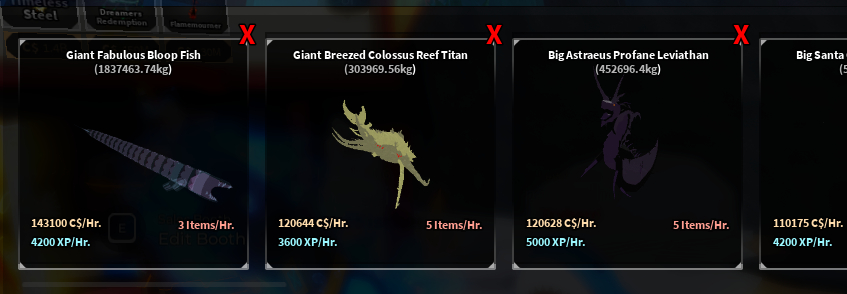 Fisch - itens, relics e peixes raros (via trade plaza)