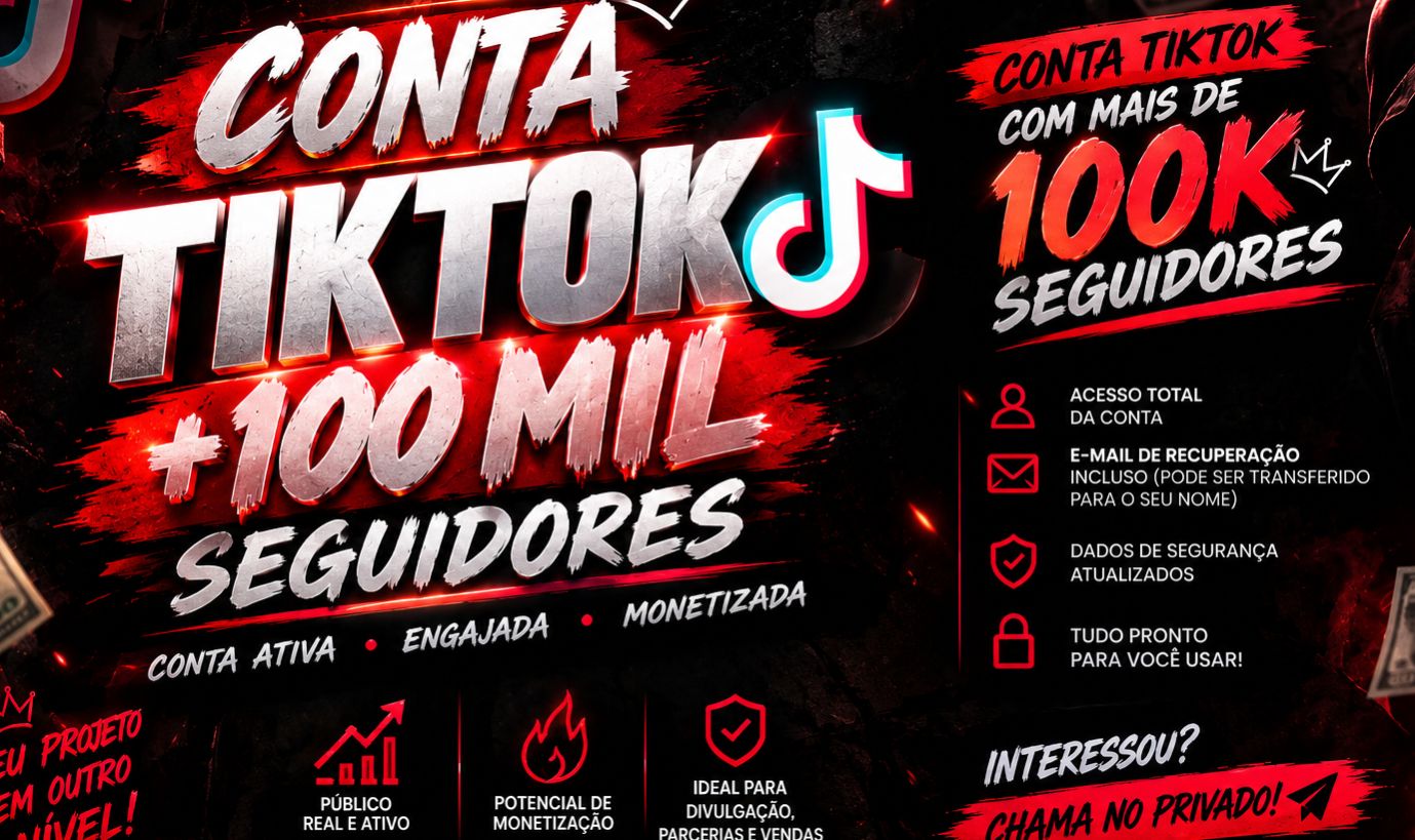 Conta tik tok monetizada mais de 100k de seguidores