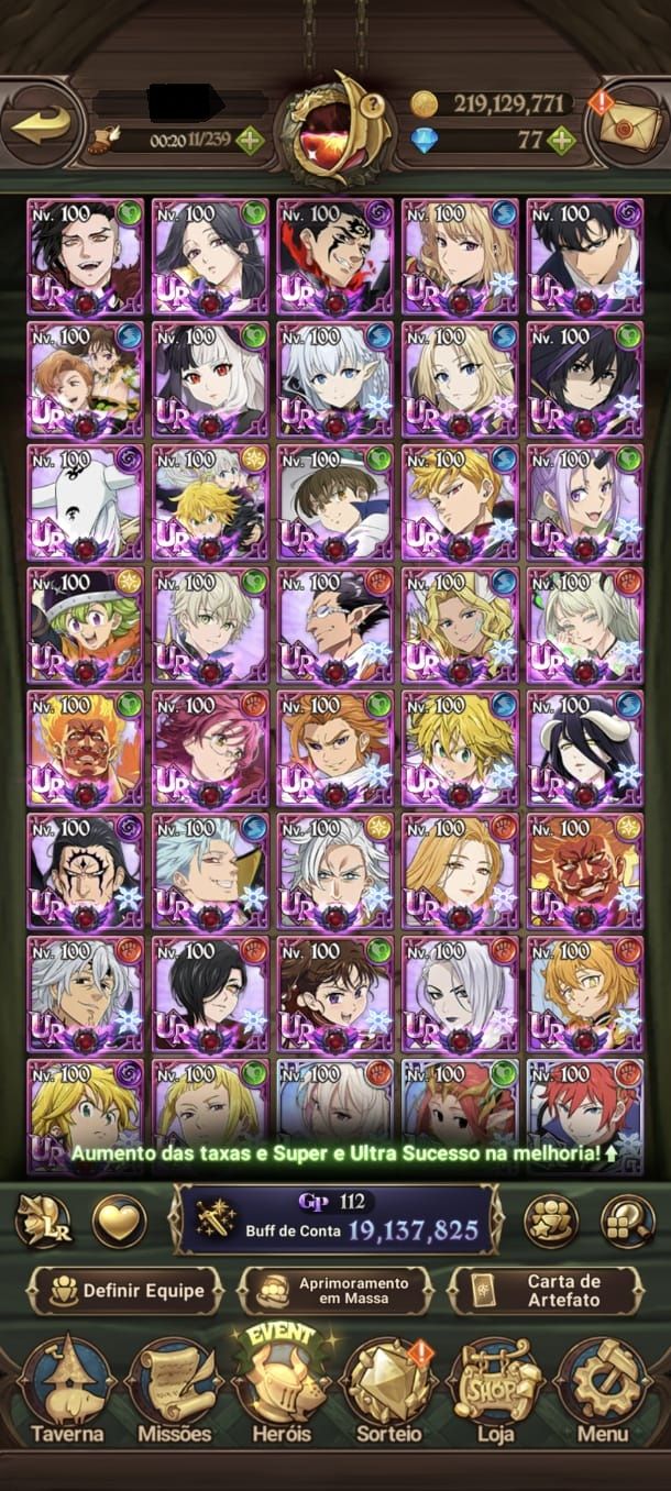 Conta do The Seven Deadly Sins grand cross com 19kk++