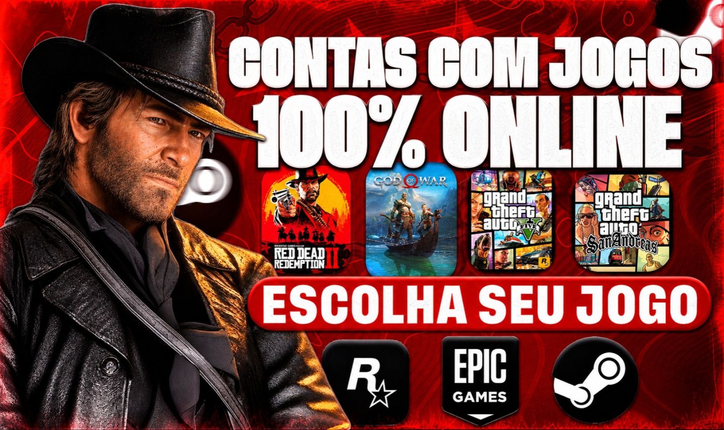 CONTAS COM JOGOS 100% ONLINE (SOMENTE SUA) - CS2 PRIME - GTA V - RED DEAD 2