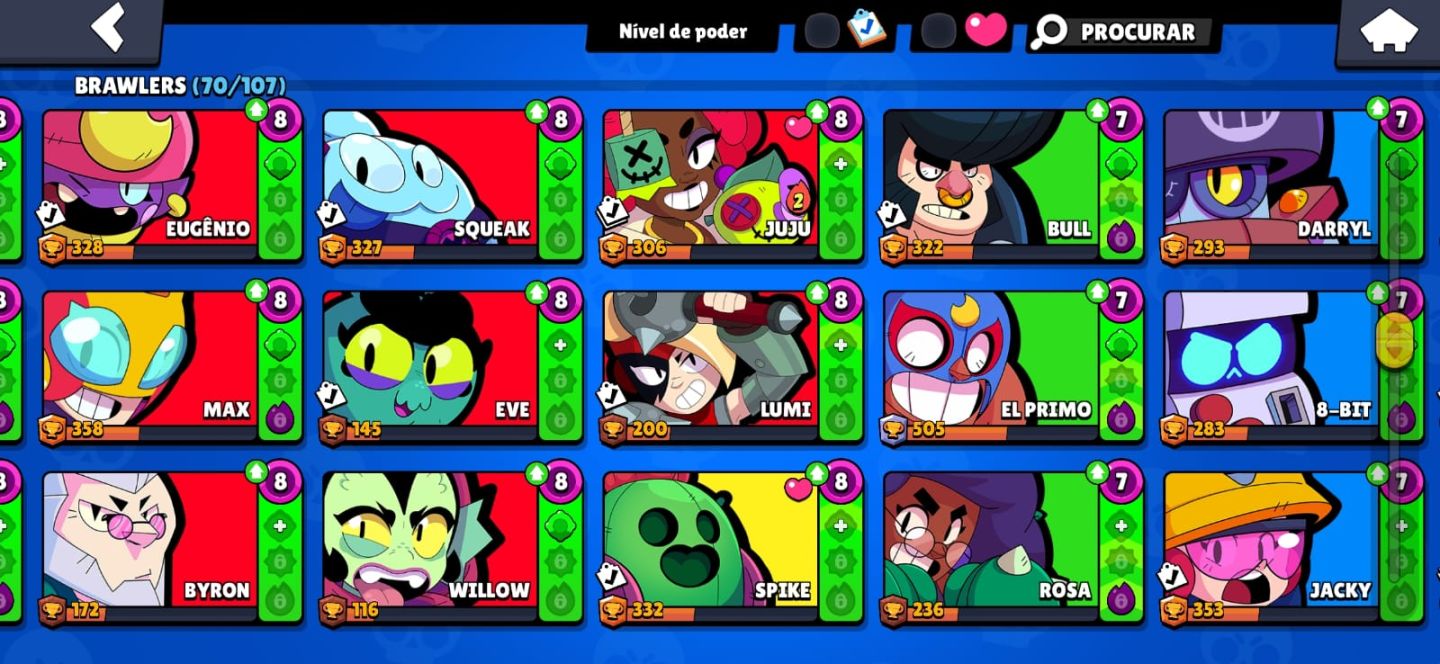 CONTA BRAWL STARS TOP! Vários Brawlers Max, Skins Lendárias & Épicas