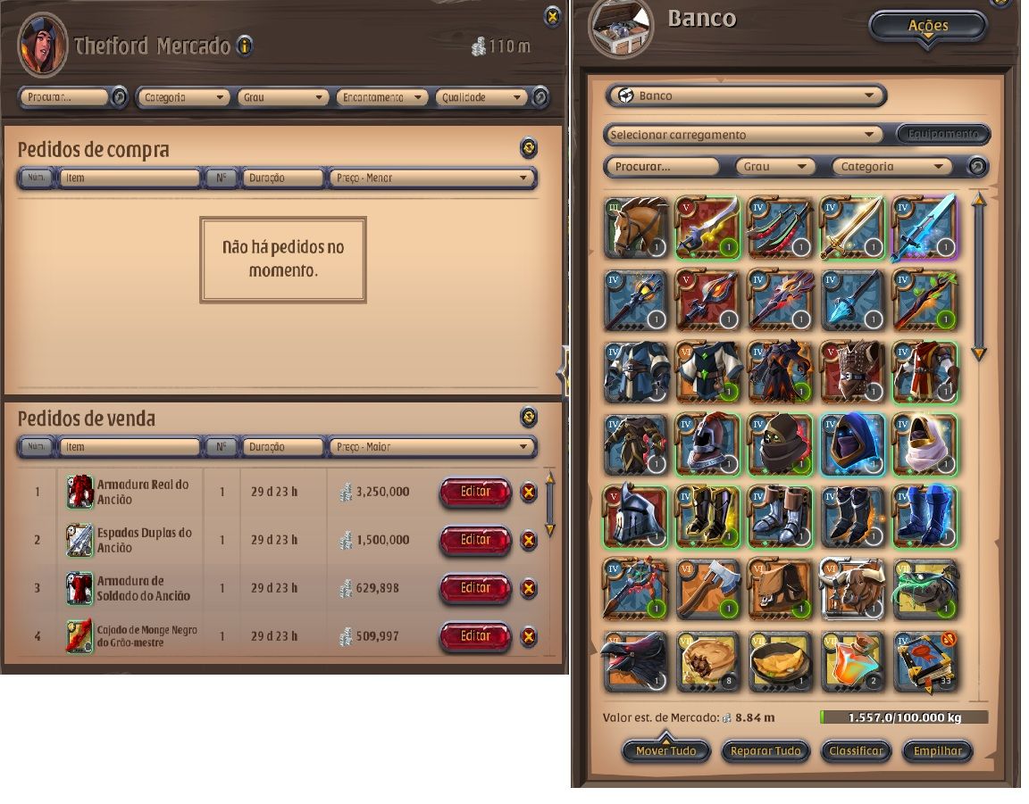 Conta de Albion com 118M de prata e alguns Specs 100+
