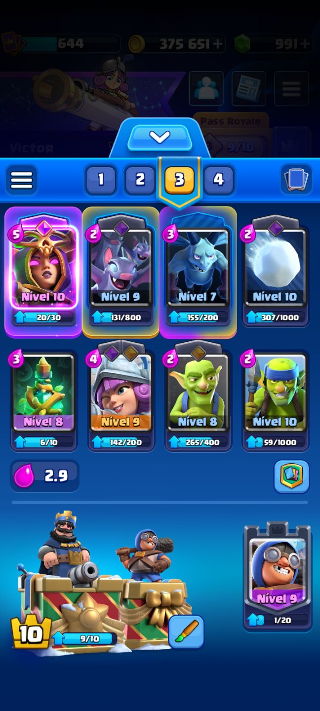 Conta Clash Royale Nível 10 | 3.5k Troféus | 375k de Ouro e 991 Gemas
