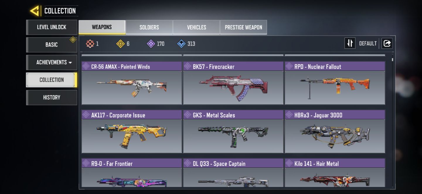 Conta móbile com skin lendária de arma e muito mais
