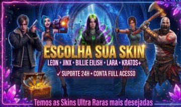 Contas Fortnite com Skin à Escolha | Leon, Jinx, Billie Eilish, Lara, Kratos+