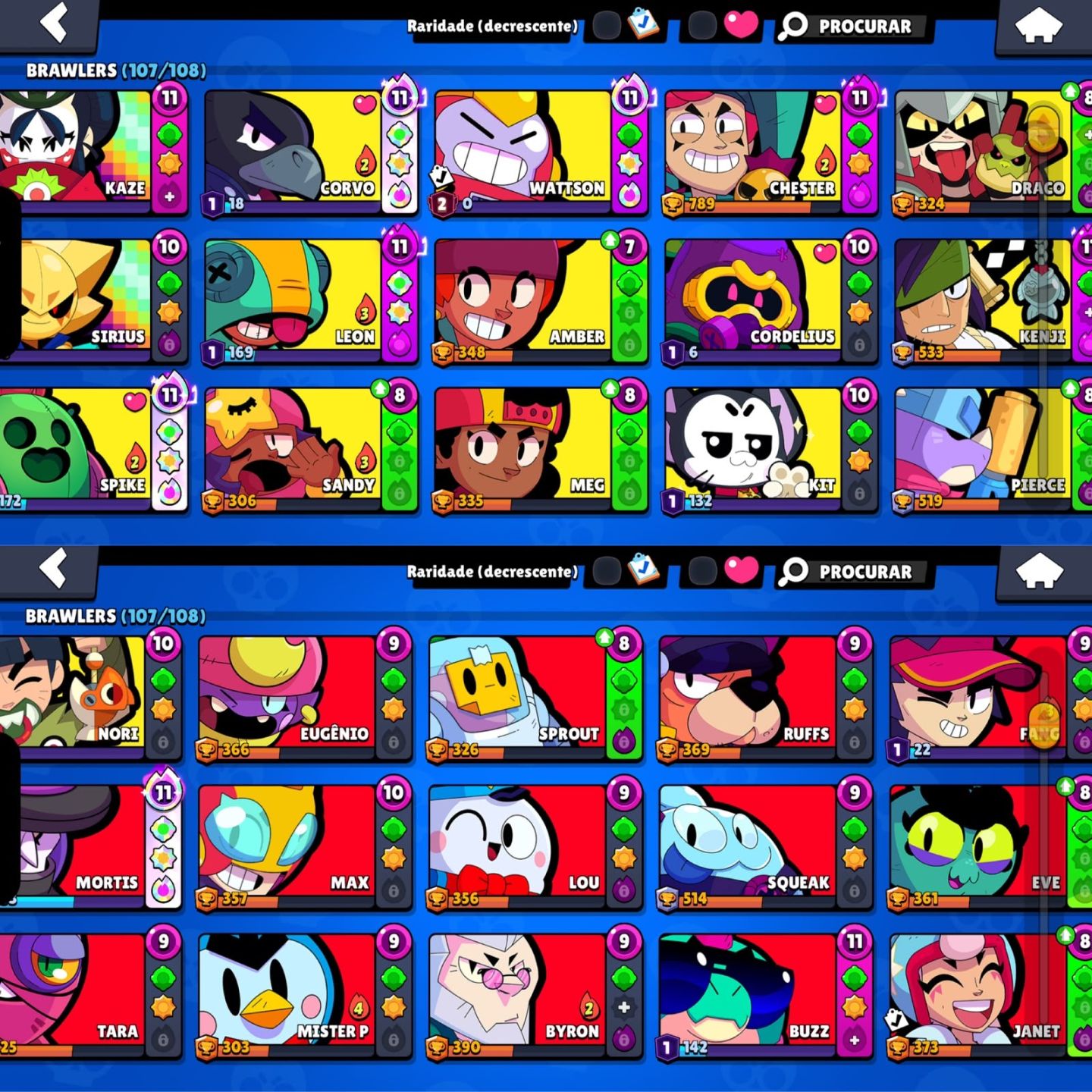 CONTA DE BRAWL STARS 72K DE TROFEUS | 107 BRAWLERS varias skins