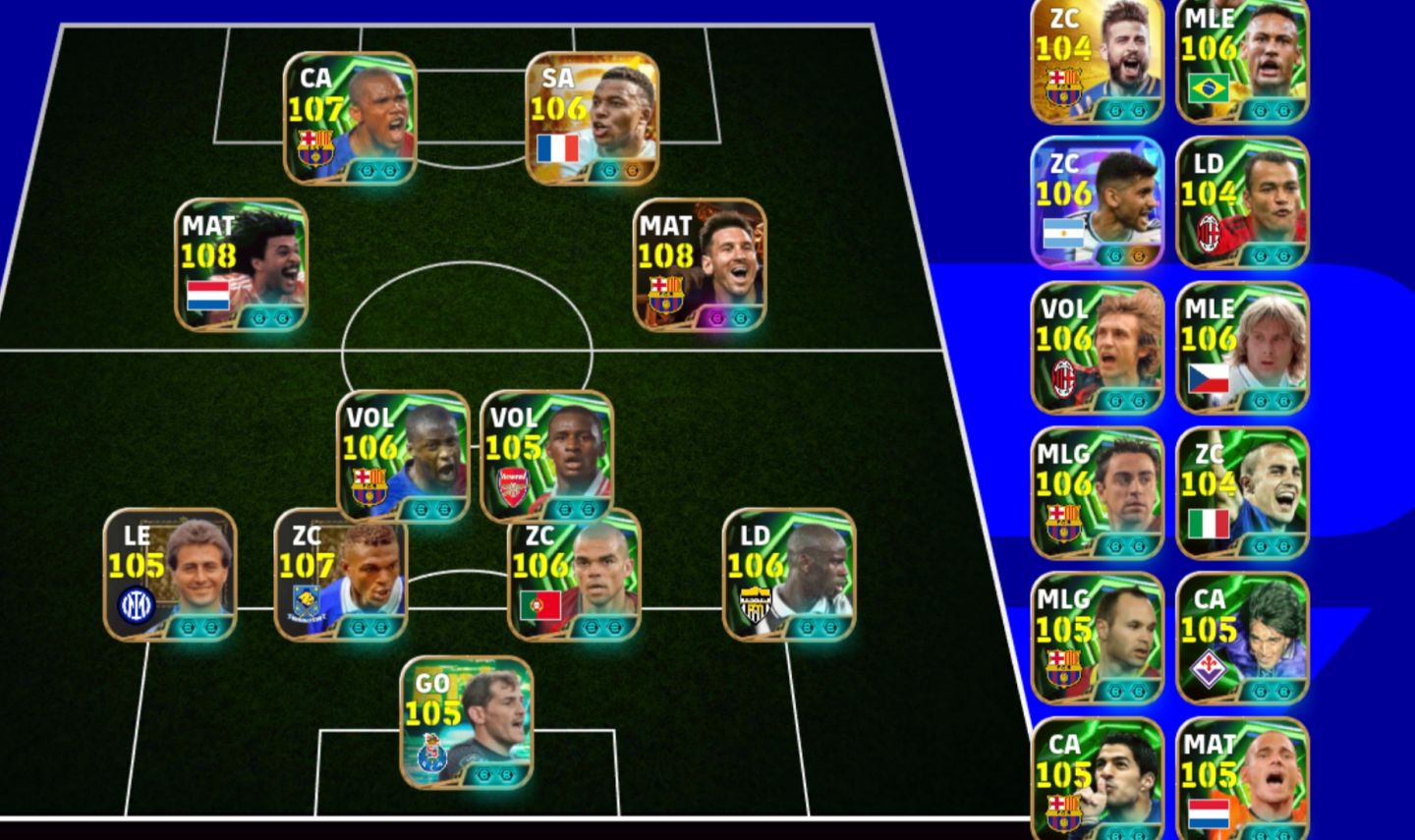 A braba do efootball mobile , gullit apelão , etoo, mbappe e Messi blitz