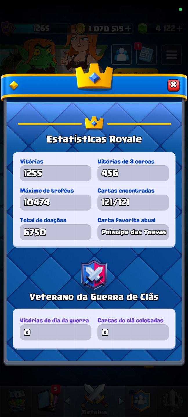 CONTA CLASH ROYALE END GAME