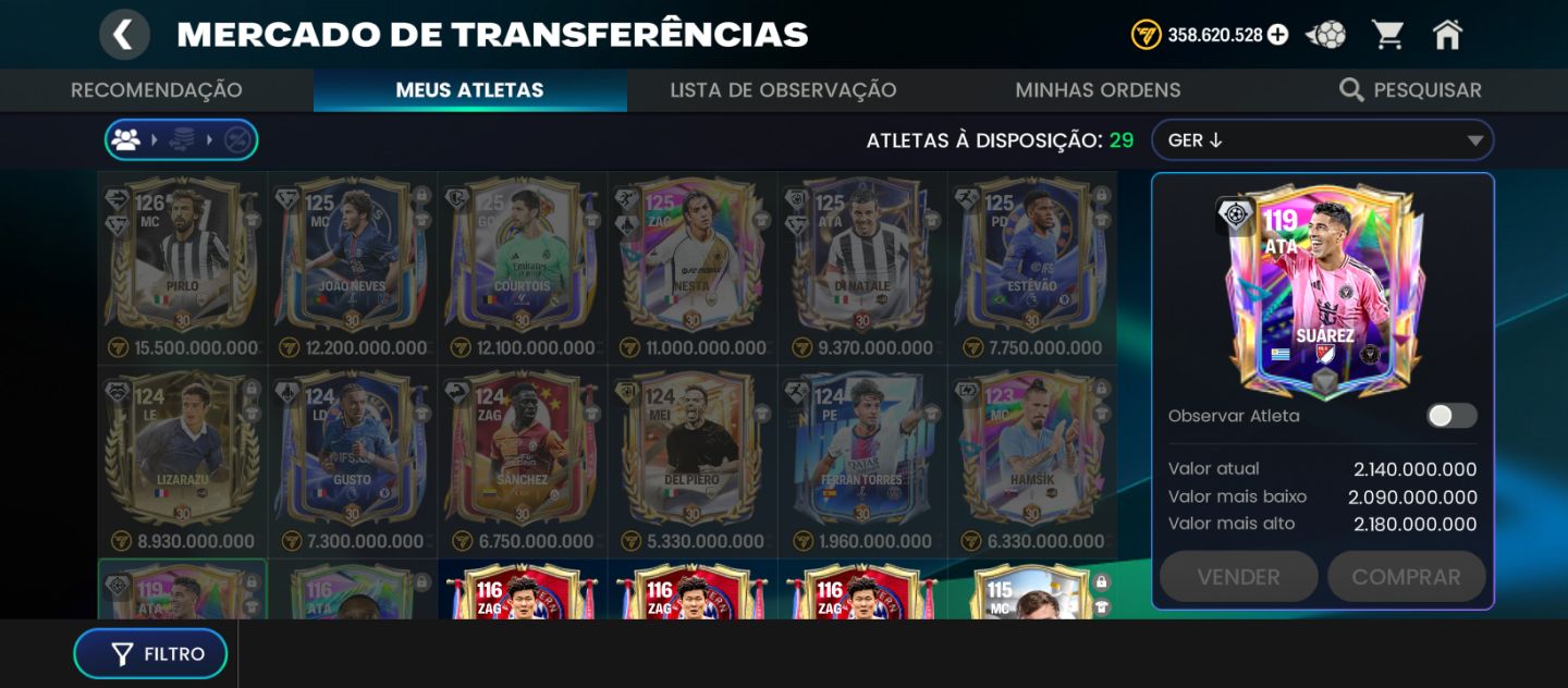 FIFA mobile, conta top GR 125