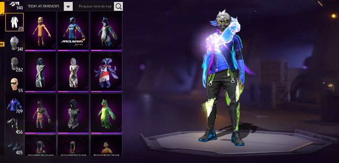 CONTA FREE FIRE LEVEL 81 PRIME 7 SOMBRA ROXA , UMP RUBI ,BANDEIRAO