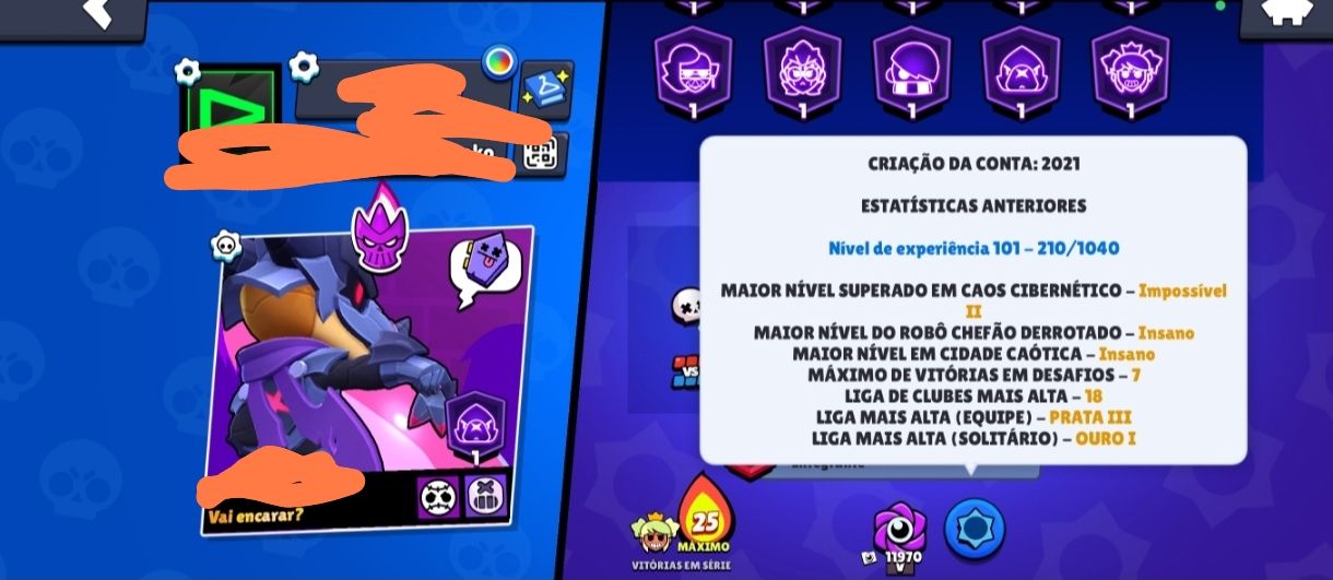 CONTA BRAWSTARS ROUBADA MUITA SKIN!! E CLASH OF CLANS VILA 12