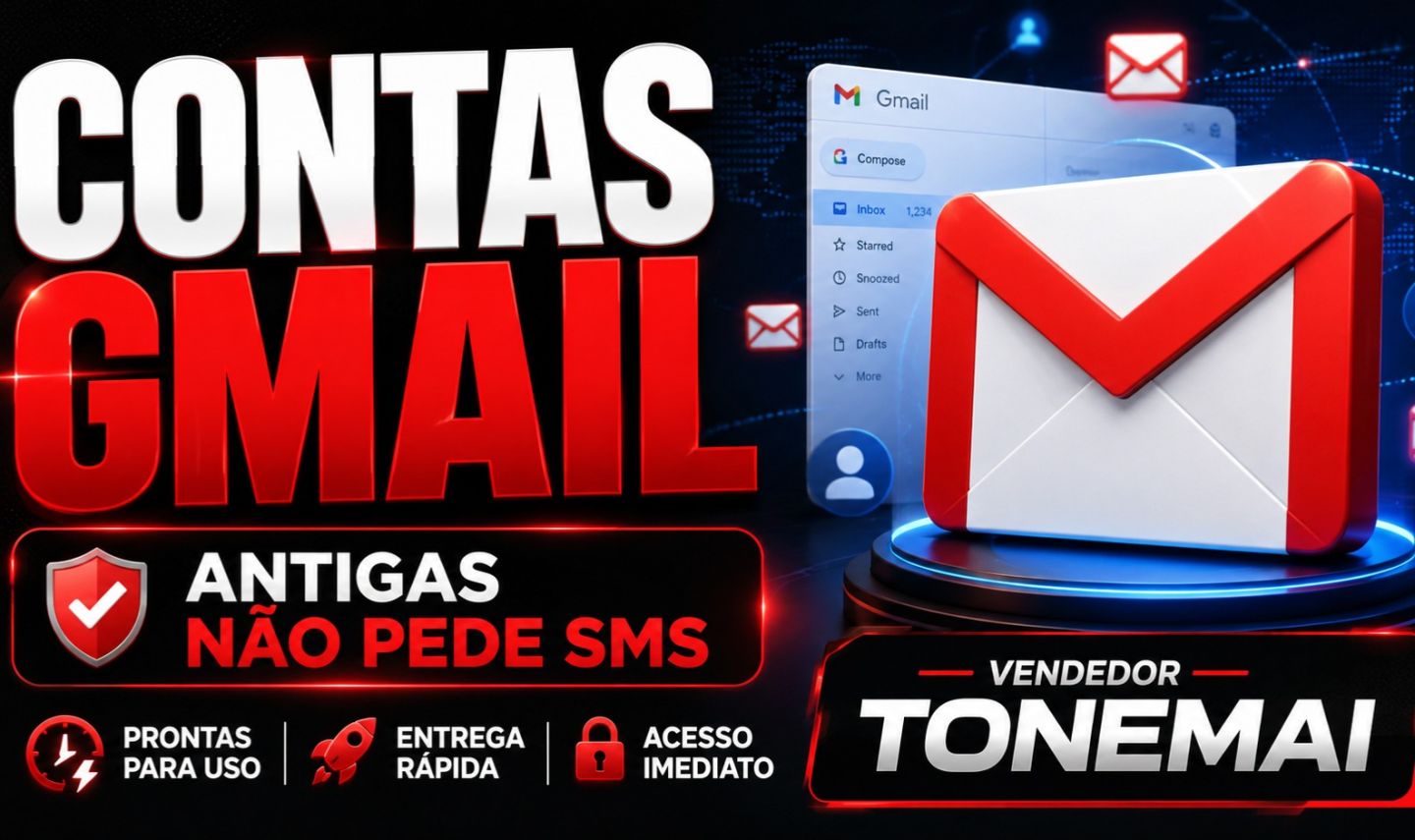 CONTAS GMAIL ANTIGAS E NOVAS | NÃO PRECISA DE SMS | 2FA |