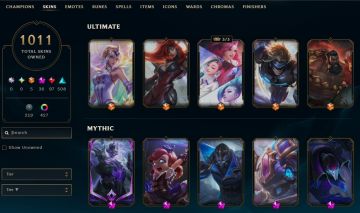 1011 SKINS, 427 CHROMAS - CONTA DE LEAGUE OF LEGENDS