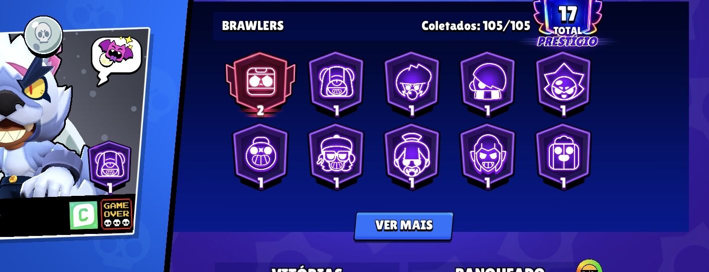 Conta Brawl Stars 45k+ | 105 Brawler | 232 Skins | 57 Hipercargas