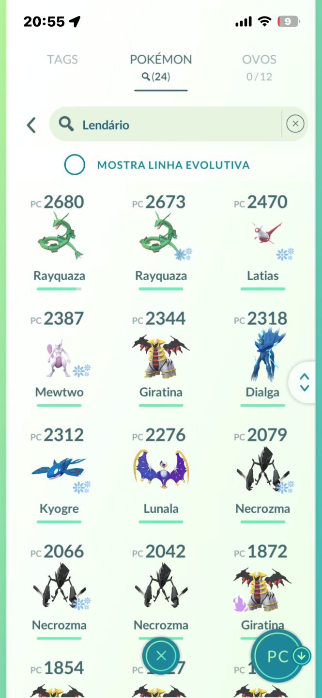 Conta Pokémon com mais de 15 lendários