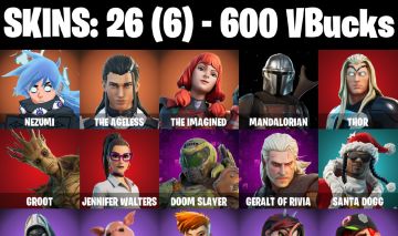 CONTA FORTNITE COM 26 SKINS | MANDALORIAN | DOOM SLAYER | GERALT OF RIVIA