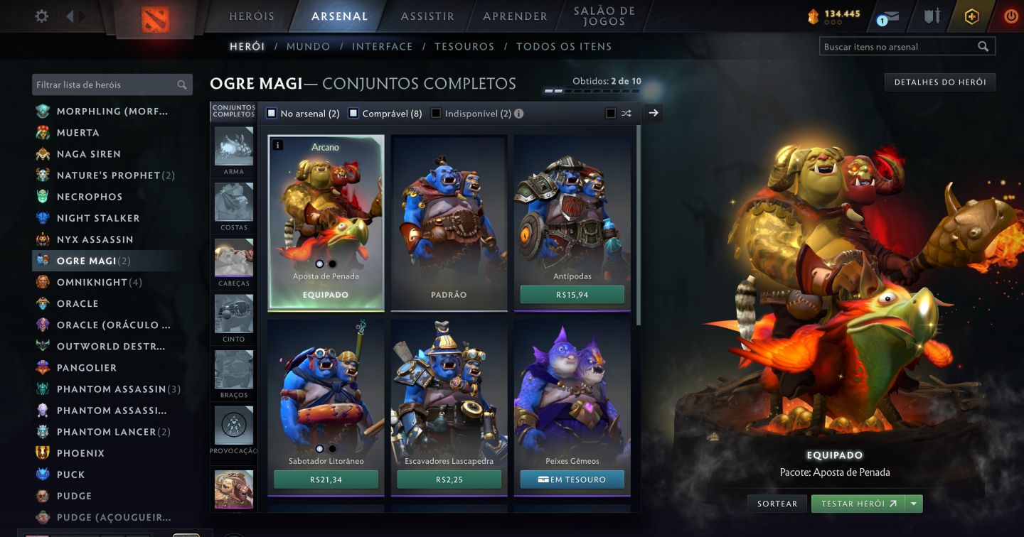 Conta Dota 2 com 4 Arcanas (Legion, Ogre, Zeus e Lina)
