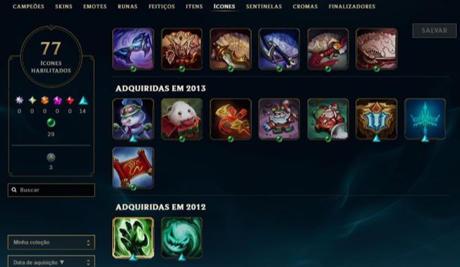 Conta com Rammus Rei - Sentinela riot e vários Ícones raros de 2012
