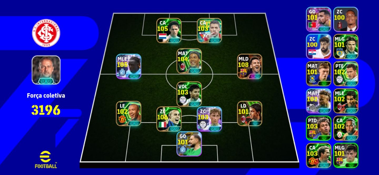 CONTA eFOOTBALL FORTE | 3196 DE FORÇA | MESSI 108 | HANSI FLICK + MOURINHO +