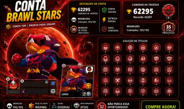 CONTA INSANA | 62K TROFÉUS | +600 SKINS | 35 PRESTÍGIOS | TODOS OS BRAWLERS