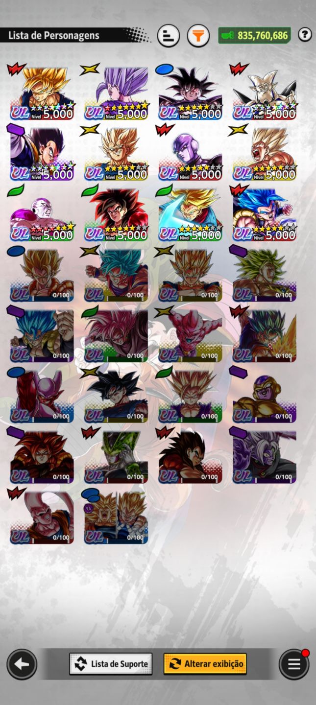 Dragon Ball Legends Conta Completa | 648 Personagens | Vários LF e ULTRA