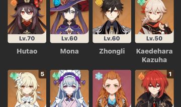Conta de Genshin AR42 + HUTAO + KAZUHA + ZHONGLI + MIZUKI