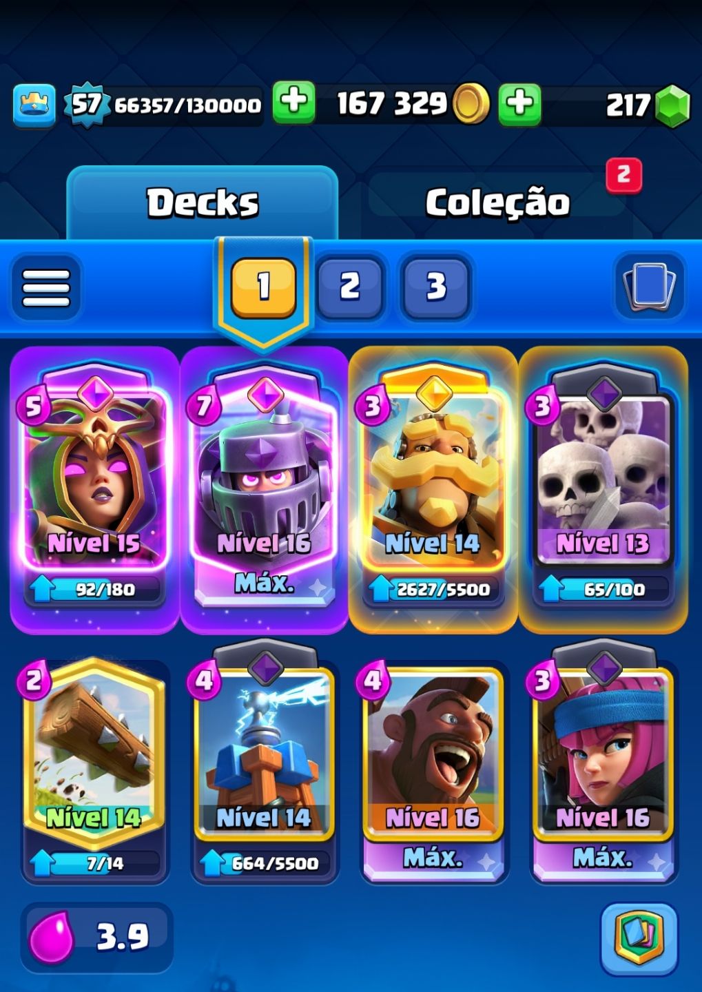 Conta Clash Royle, Com todas as cartas
