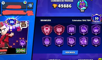 Tds os brawlers( - Nori) + 700 gemas + passe Bob esponja e stranger things plus