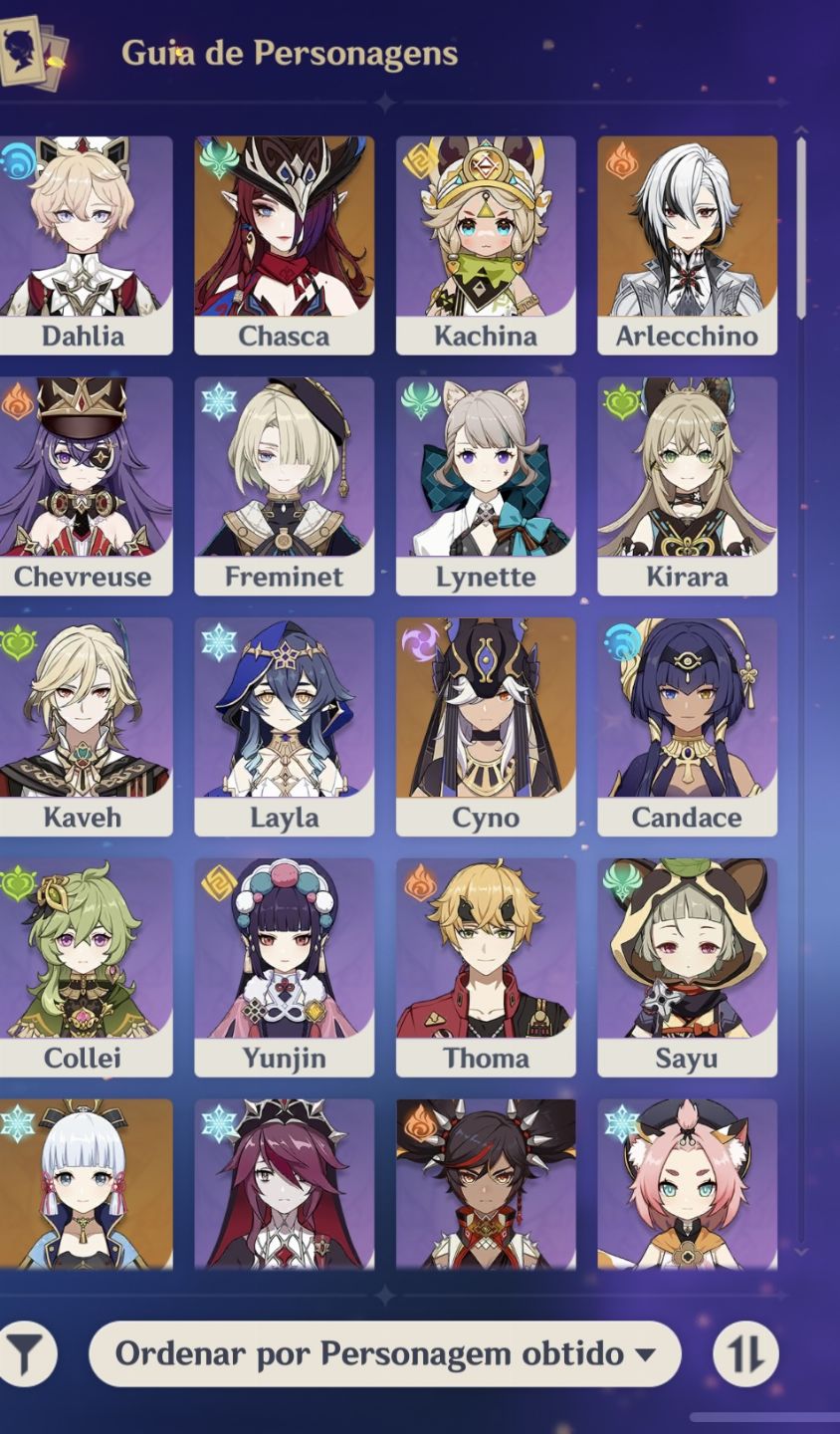 Conta Ar45 com 9 personagens T5, a história está em inazuma.