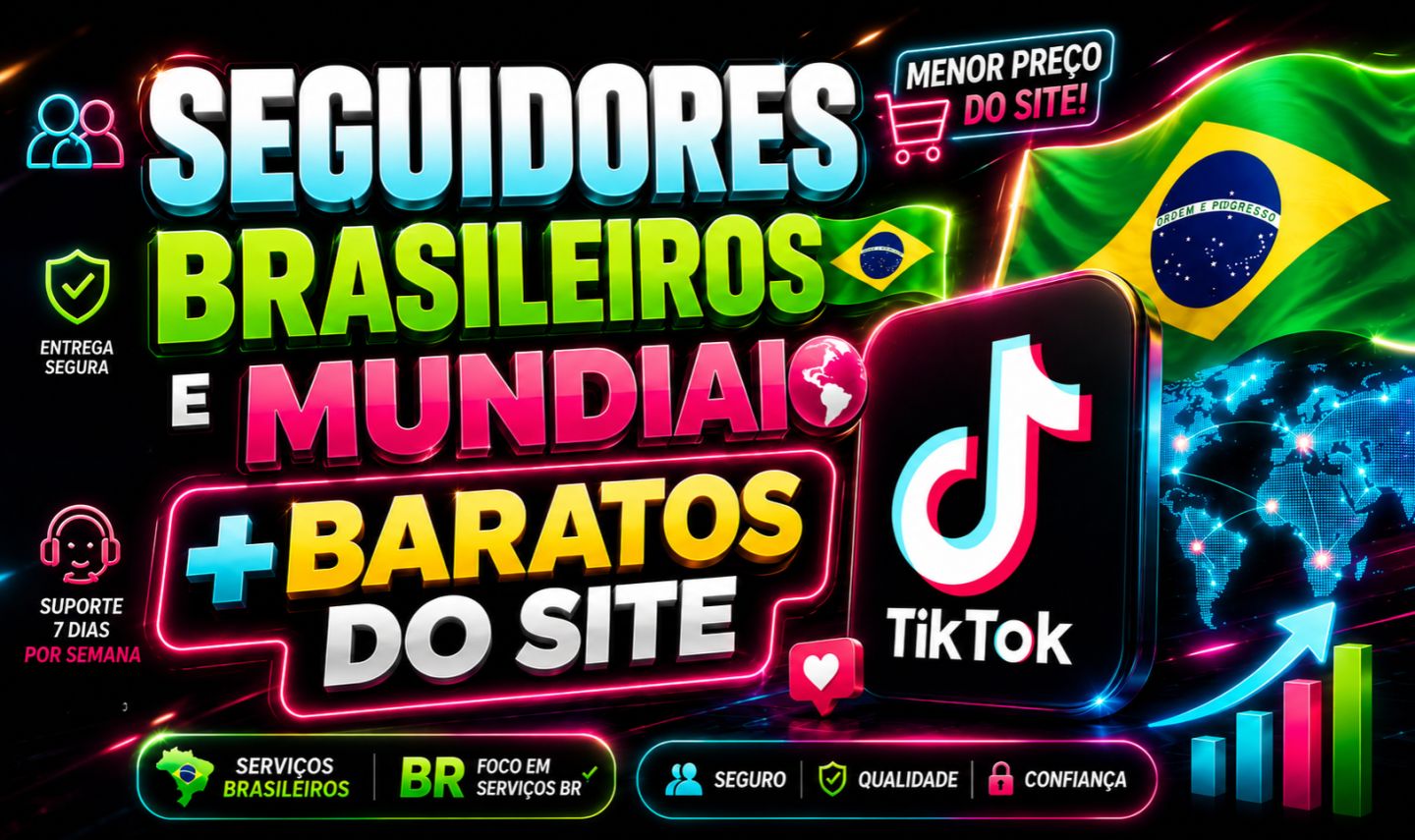TikTok, 1k Seguidores BR, likes, lives/ 100k de views, SEGUIDORES BR MENOR PREÇO