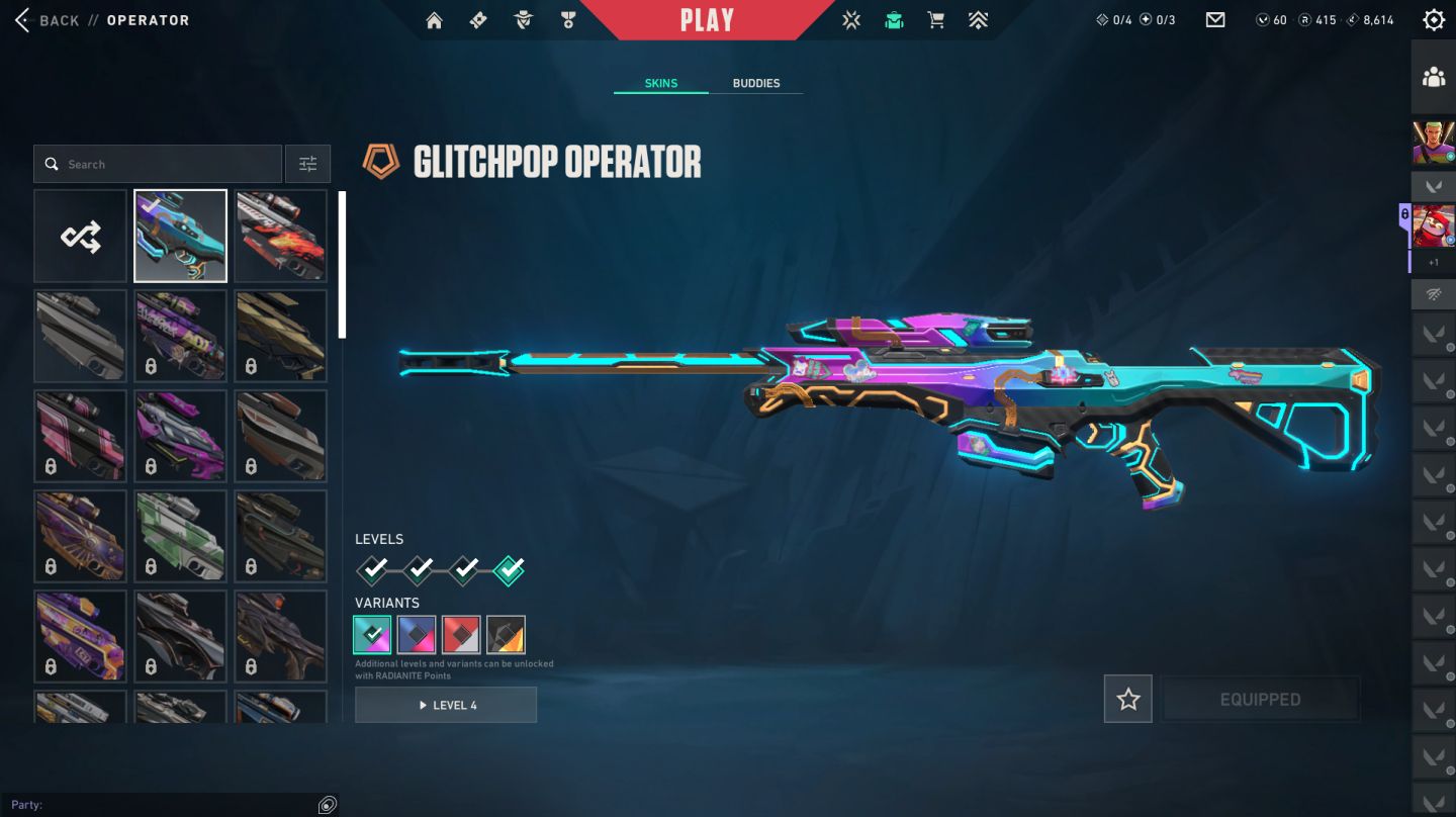 CONTA DE VALORANT TOP - BUTTER FLY RGX - OPERATOR GLITHPOP - NIVEL 188k
